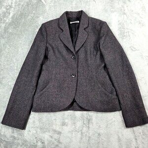 Jil Sander Blazer Womens 38 Blue Gold Metallic Wool Alpaca Italy Raf Simons 09